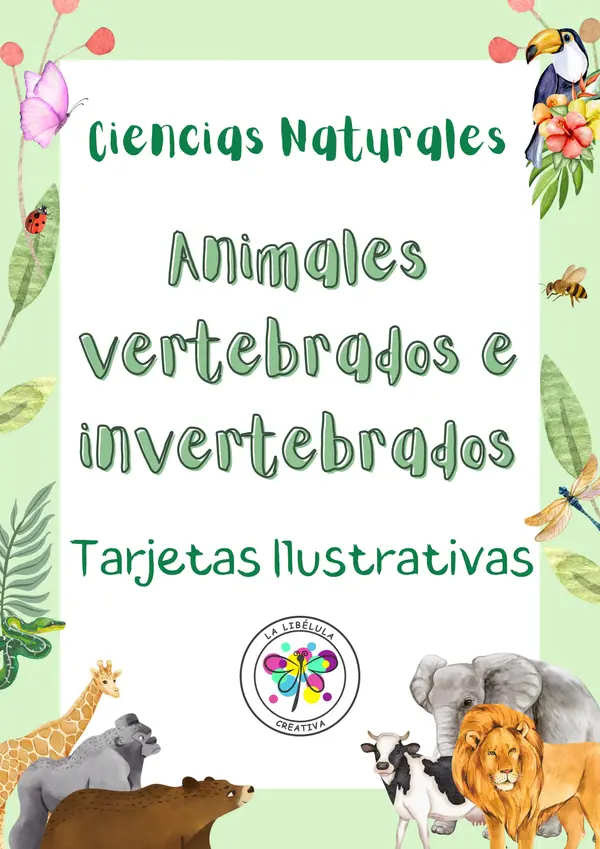Tarjetas Ilustrativas Vertebrados e Invertebrados Animales Color Ciencias Naturales