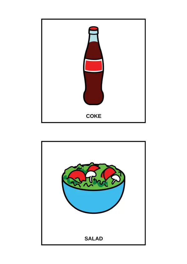 Food pictograms (pictogramas de alimentación en inglés)