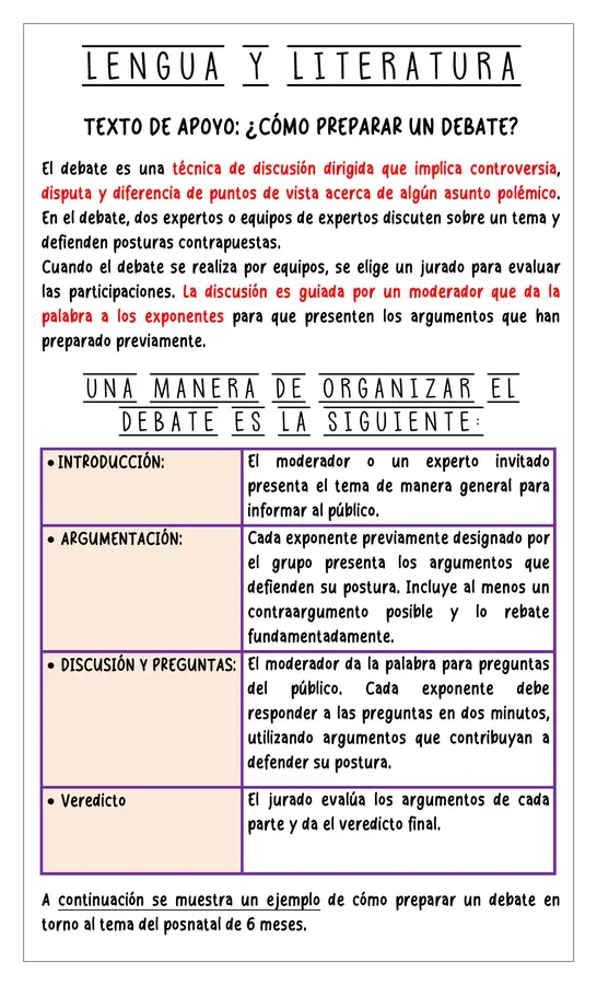 Guía de apoyo - Cómo elaborar un debate - 8° 