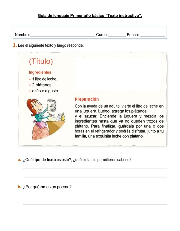 Guía de lenguaje 1°-2°año "Texto instructivo".