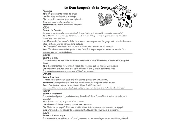 Guía comprensión género dramático La gran escapada de la granja