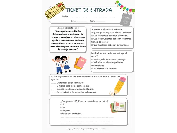 Ticket de entrada hechos y opinión
