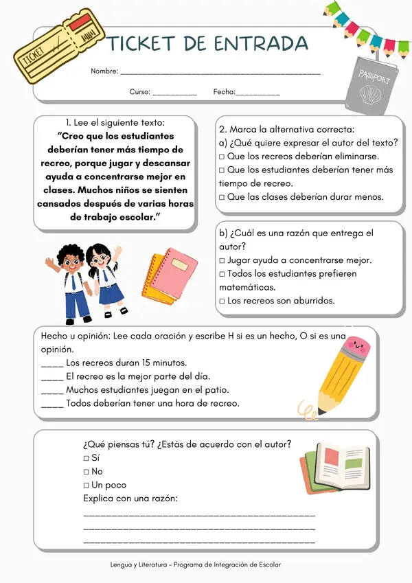 Ticket de entrada hechos y opinión