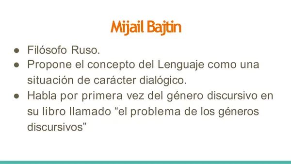 Géneros discursivos – Presentación PPT basada en Mijaíl Bajtín-Editable