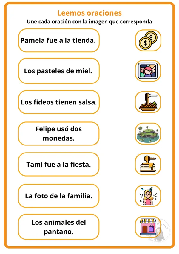 Lectura de oraciones M-P-L-S-T-N-D-F