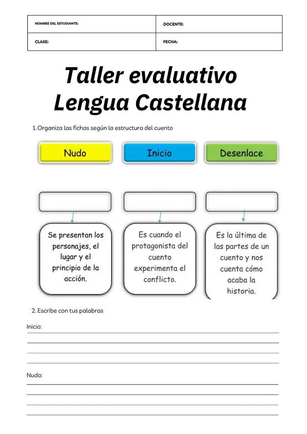 Taller evaluativo lengua castellana