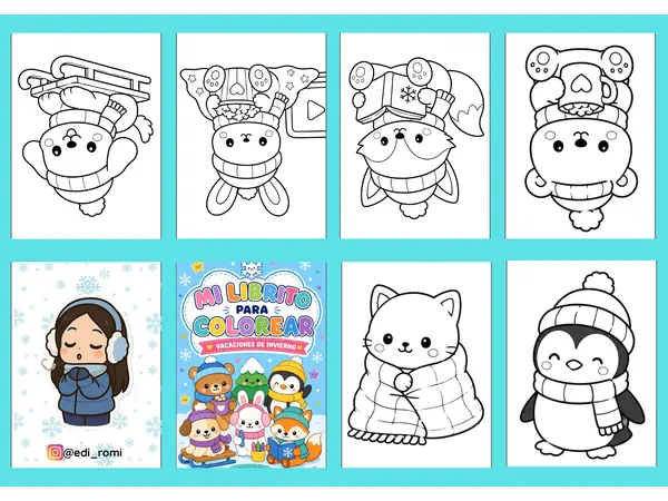 Mini librito para colorear "Vacaciones de invierno"