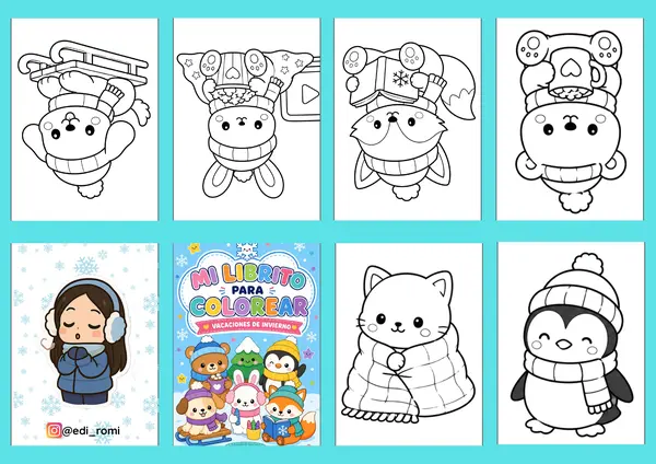 Mini librito para colorear "Vacaciones de invierno"