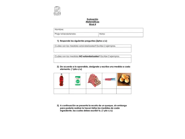 Evaluación unidades de medida