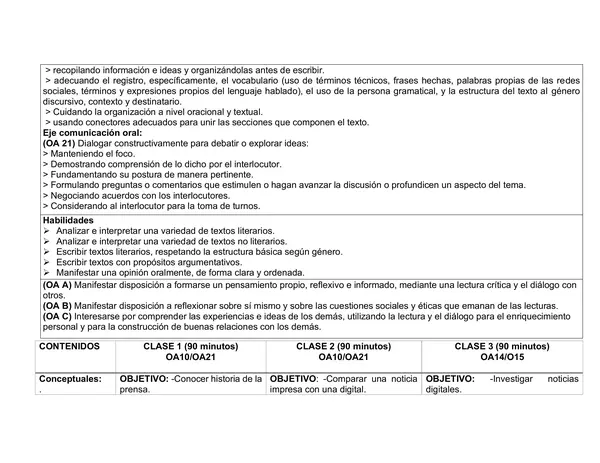  7º año de Educación Básica, PLANIFICACION, LENGUAJE, SEPTIEMBRE