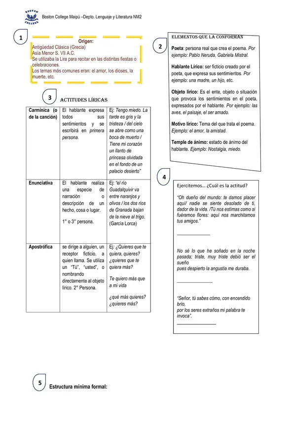 Material 2° medio Lengua y Literatura, Unidad III Lírica. Guía  1 Siglo de Oro y Lírica. 