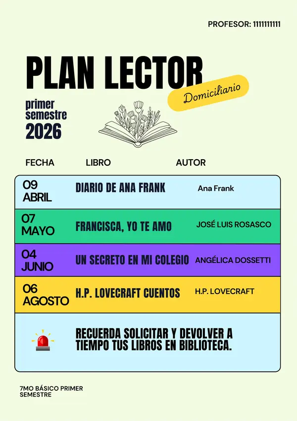 ¡REGALO! Plantilla Organizadora de Plan Lector (5° a 8° Básico)