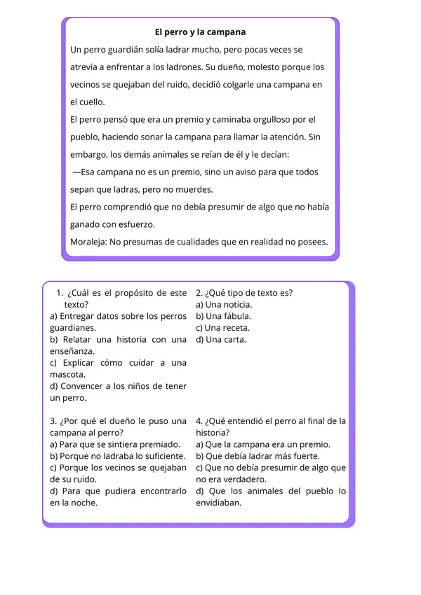Comprensión lectora 5° básico