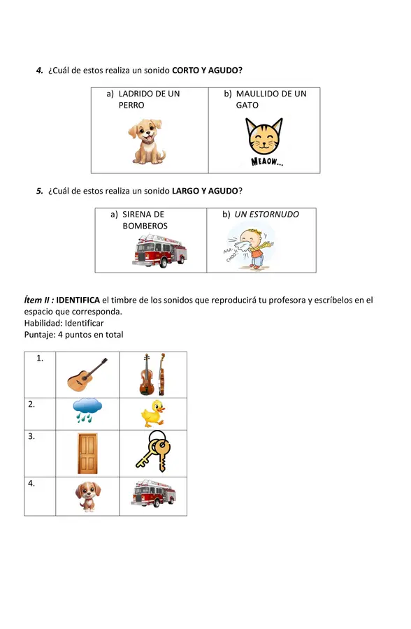Ev. Música 2° básico Adecuada(PIE) Cualidades del sonido