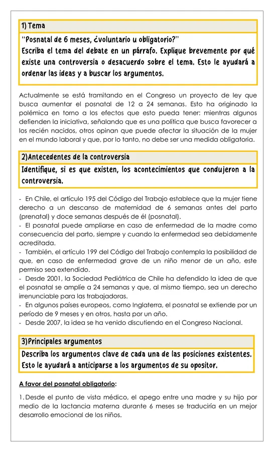 Guía de apoyo - Cómo elaborar un debate - 8° 