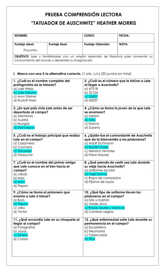 Prueba Lectura - El tatuador de Auschwitz