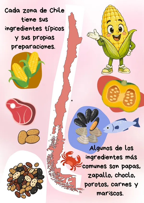 Ilustraciones Coloreables Comida típica de Chile