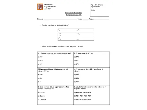 Evaluación familia del 400 al 499