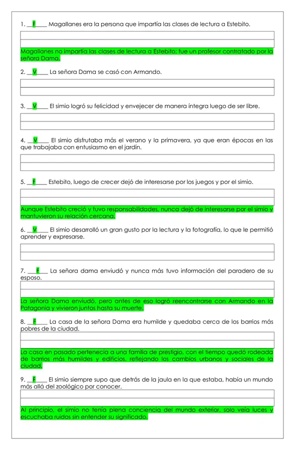 Prueba Lectura - Yo Simio
