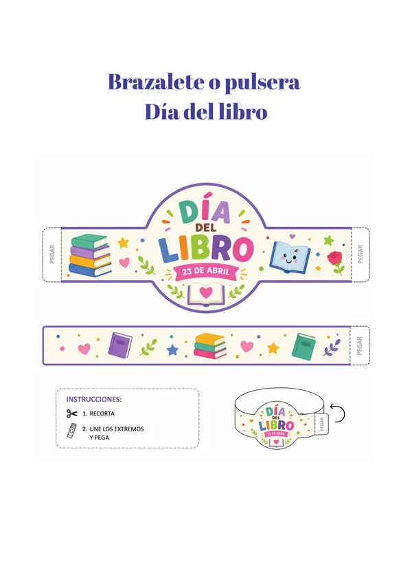 Brazalete o pulsera Día del libro 23 de abril