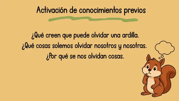 Comprension de lectura La ardilla olvidadiza 