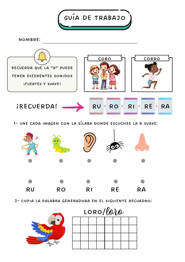 GUÍA LECCIÓN LORO - NIDO - PINO - PATO