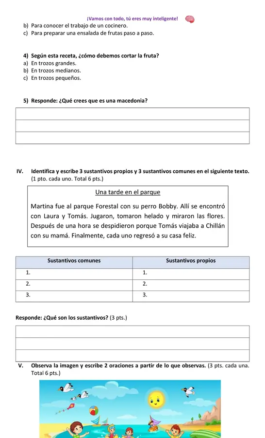 Prueba de Lenguaje segundo básico Unidad 2