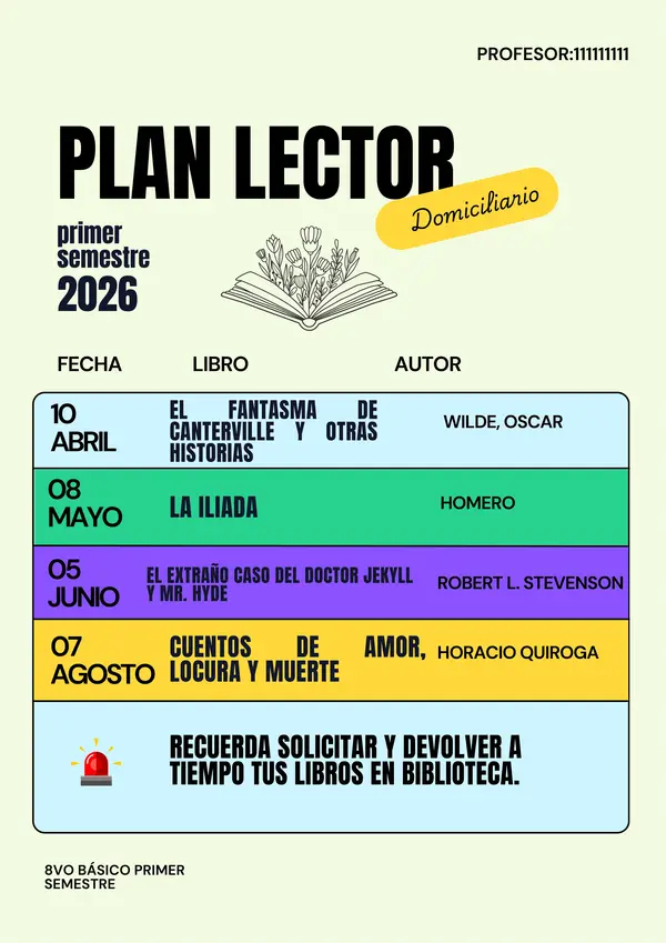 ¡REGALO! Plantilla Organizadora de Plan Lector (5° a 8° Básico)