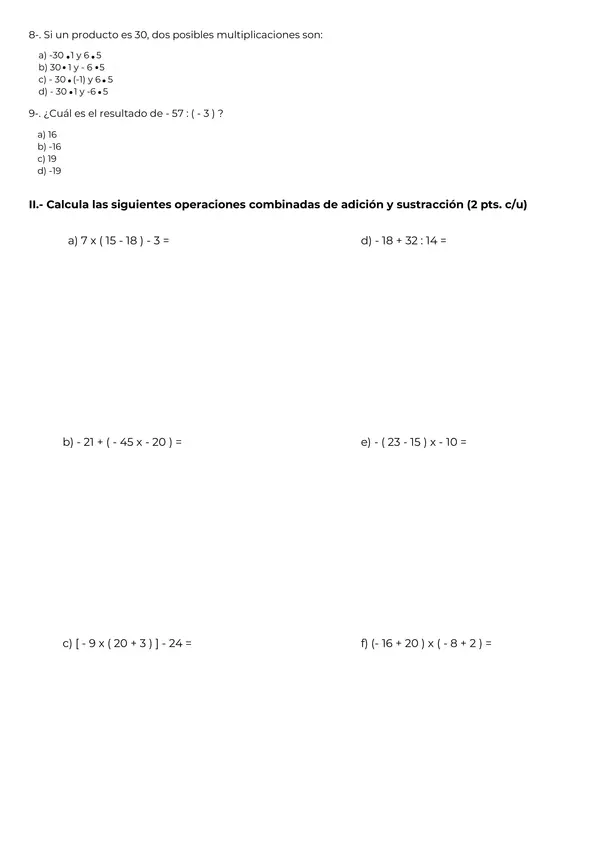 Prueba de matemáticas 