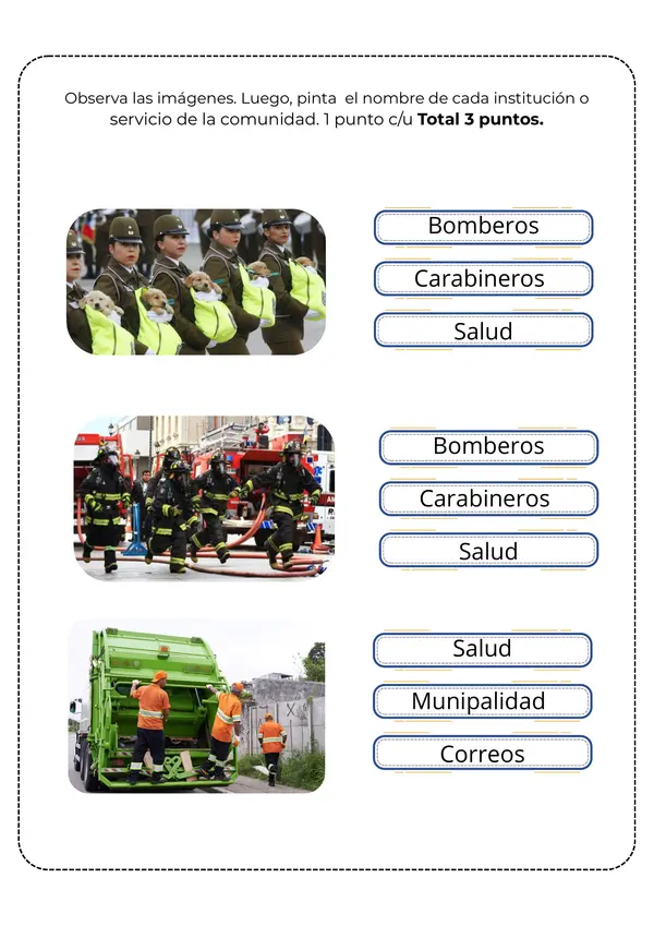 Prueba de Historia Primero básico "Vivimos en comunidad"