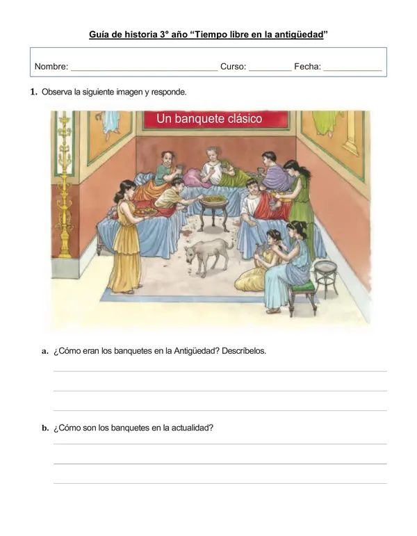 Guía de historia 3°año "Tiempo libre en la antigüedad"