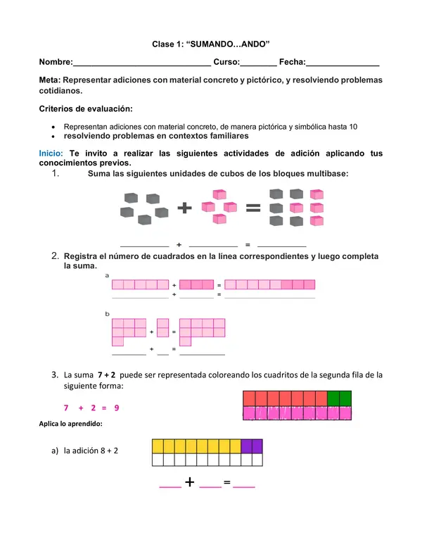 Proyecto Nivelación Matemática Primero OA 10