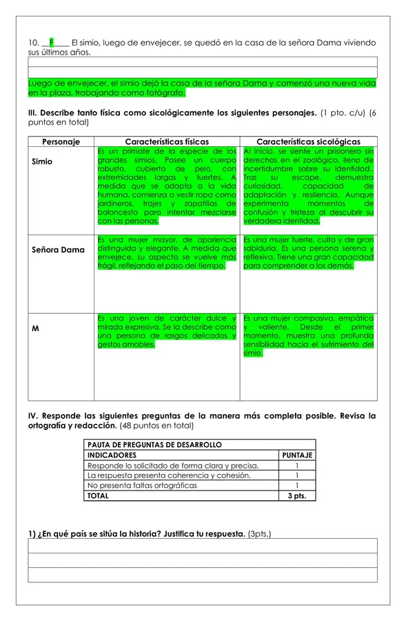 Prueba Lectura - Yo Simio