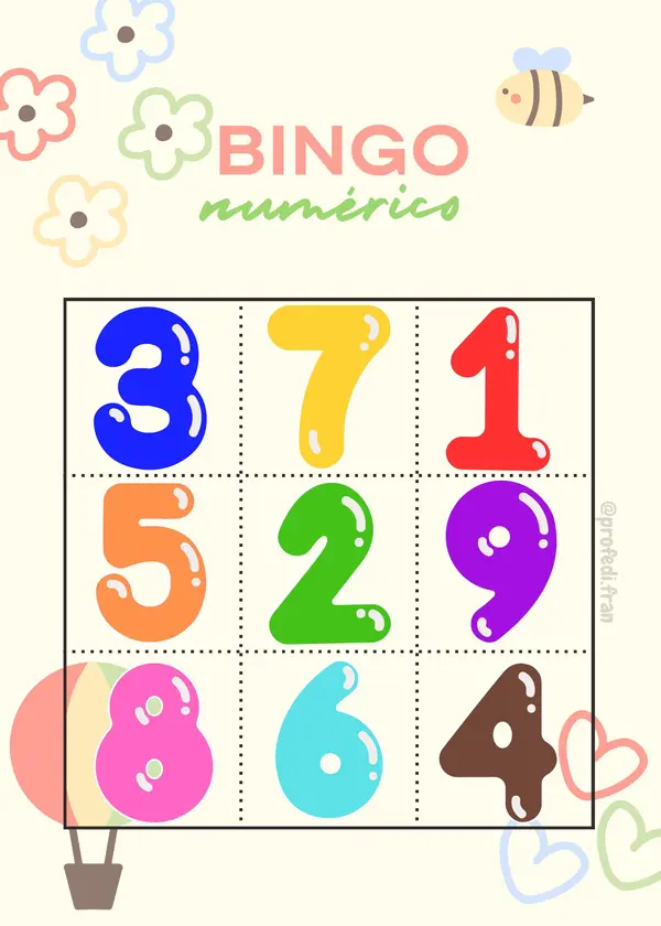Bingo numérico (del1 al 9)