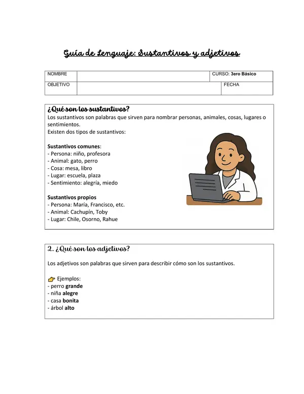 Sustantivos y adjetivos