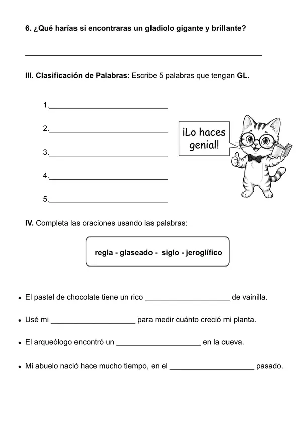 Comprensión Lectoras: Grupos Consonánticos (gl, gr, dr, fl, fr)