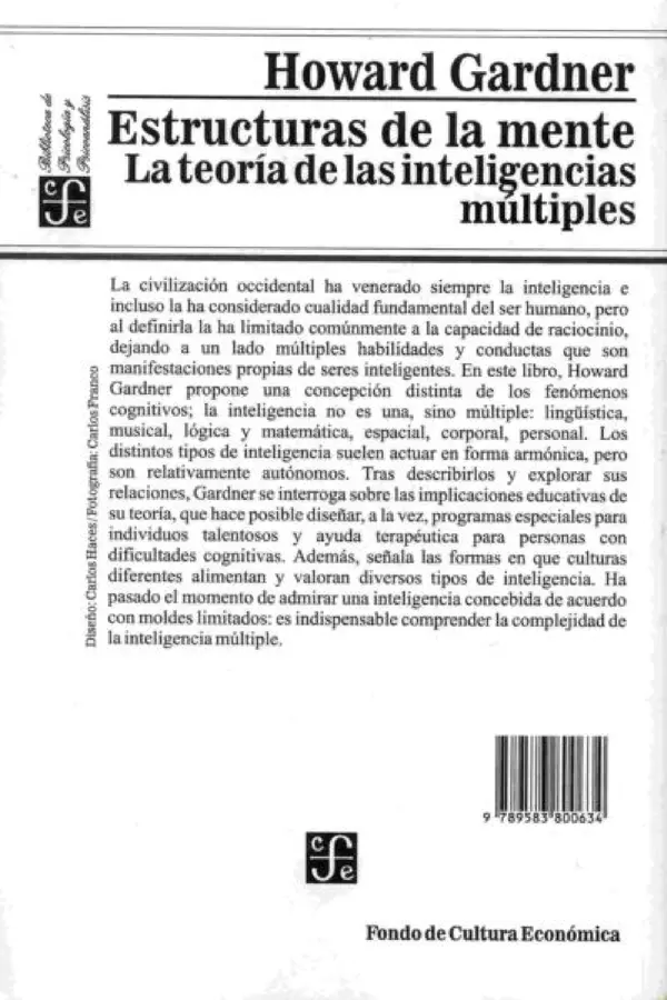 Libro estructura de la mente , la teoría de las inteligencias múltiples, g ar