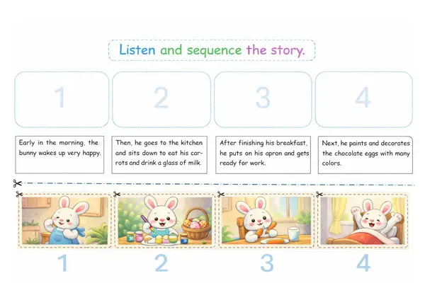 Bunny Morning Routine – Listen and Sequence the Story