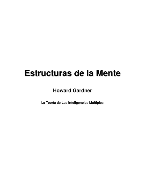 Libro estructura de la mente , la teoría de las inteligencias múltiples, g ar