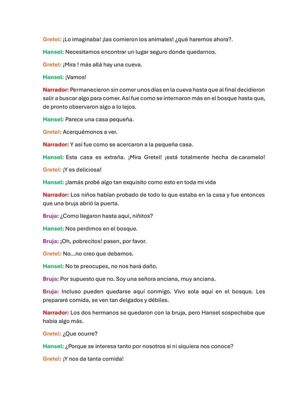 Guión cuento HANSEL Y GRETEL