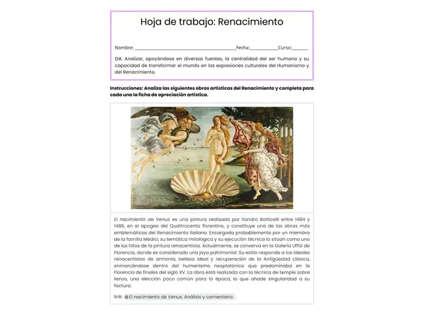 HOJA DE TRABAJO RENACIMIENTO