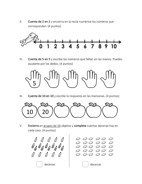 Prueba matemáticas: números hasta el 100, figuras y cuerpos geométricos
