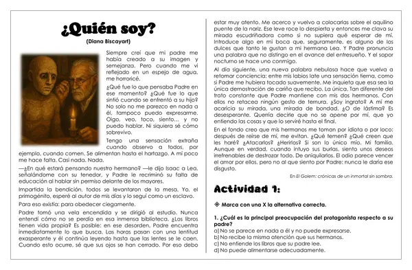 Guía de trabajo - Relato fantástico y de ciencia ficción ¿Quién soy?