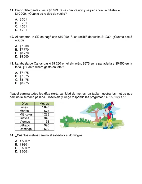 Evaluación segundo semestre de matemática 4° año básico.