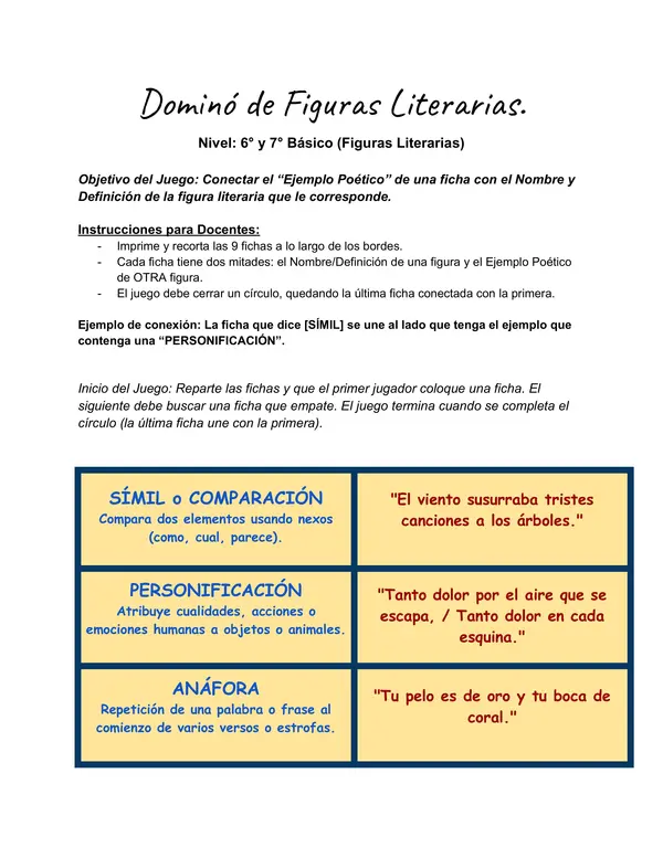 Dominó figuras literarias