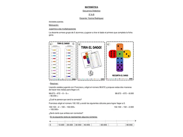 secuencia didáctica de matemática y ciencias naturales  QUINTO GRADO