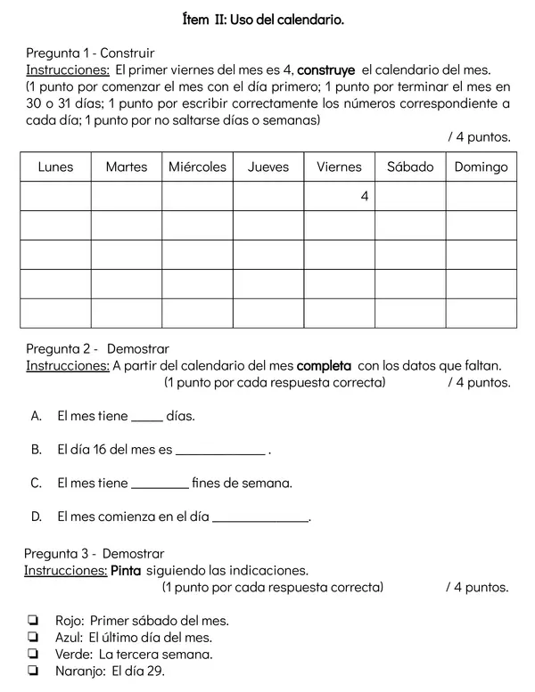 Evaluación medición - segundo básico