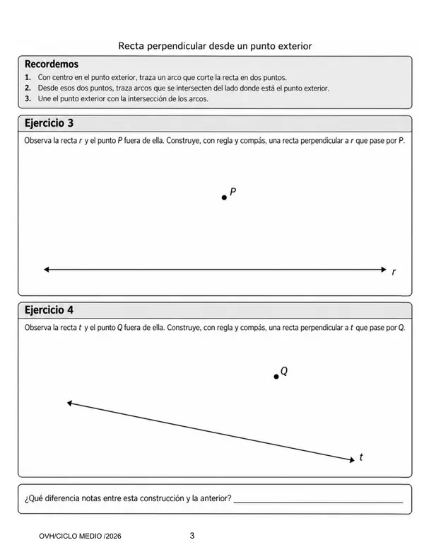 Guía Matemática 7° Básico | Construcciones geométricas con regla y compás