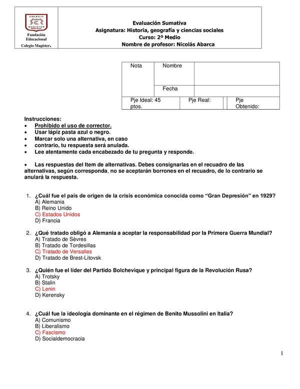 Prueba entre guerra y Segunda Guerra Mundial
