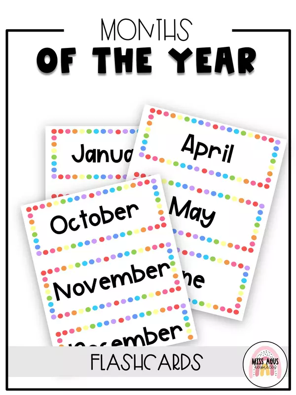Months of the year flaschards